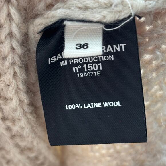 Isabel Marant Étoile Tayle Ecru Cable Knit Wool Pullover Sweater - Picture 10 of 12